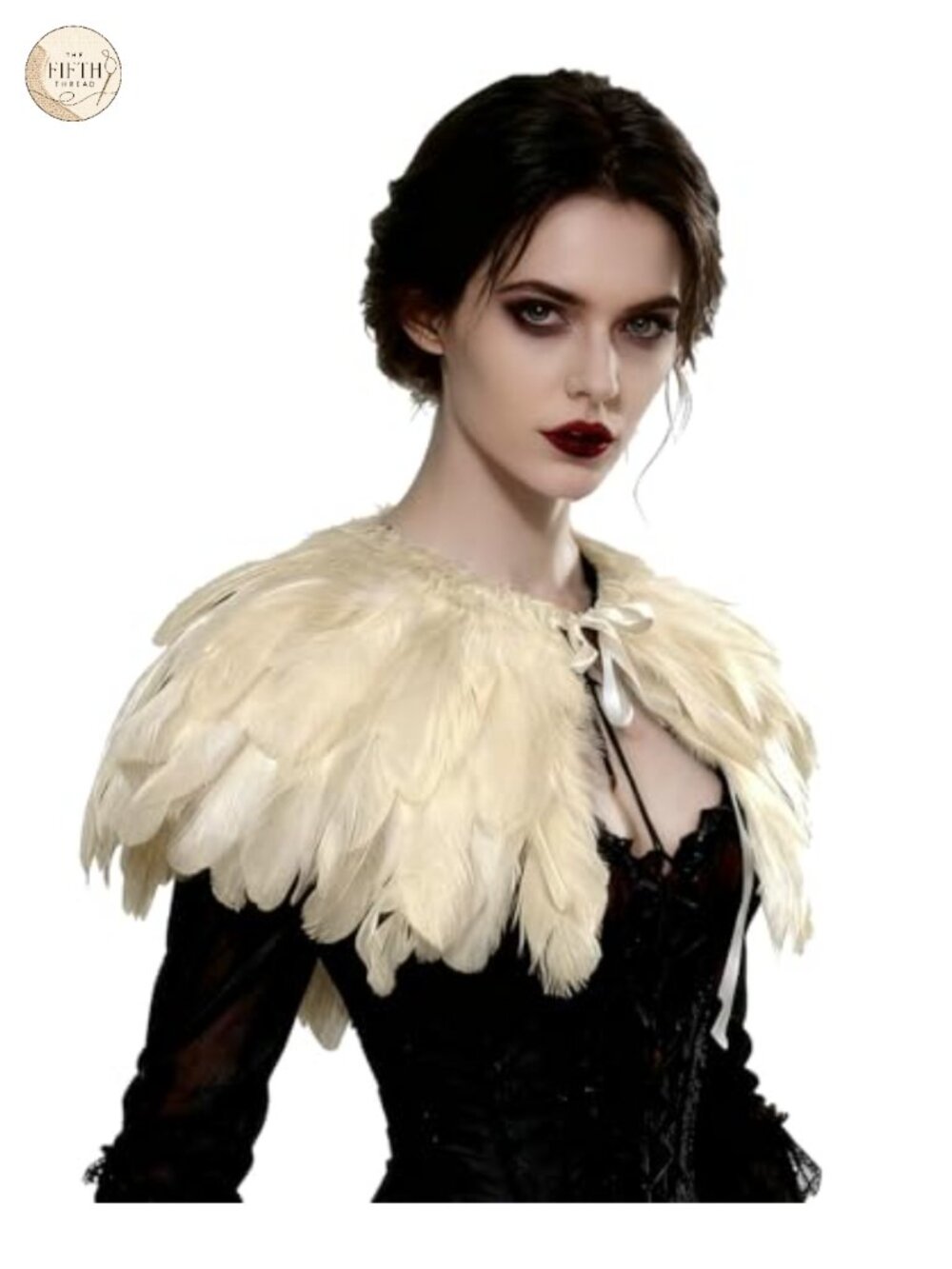 Real Natural Feather Cape Shawl Collar Gothic Capelet Wrap